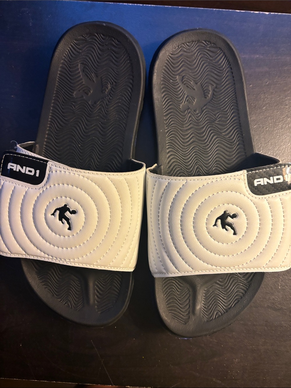 And1 mens Footbed with White Strap Slide Sandals